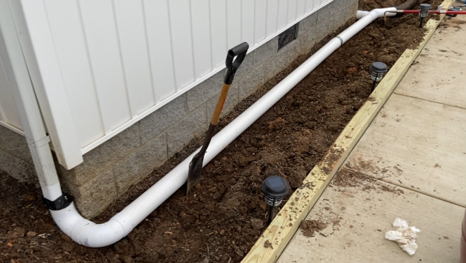 drain pipe, landscaping, drainage